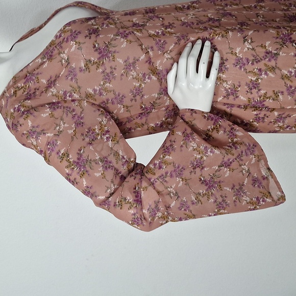 Natural Life Boho Floral Cottagecore Prairie Feminine Bell Sleeve Maxi Dress *M - Picture 6 of 13